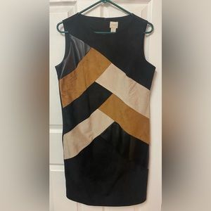 Chico’s Women’s Petite Faux Suede and Leather Patchwork Dress Sz 0.5P (US 6P)
